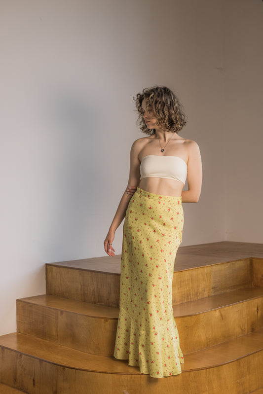 Yellow floral skirt