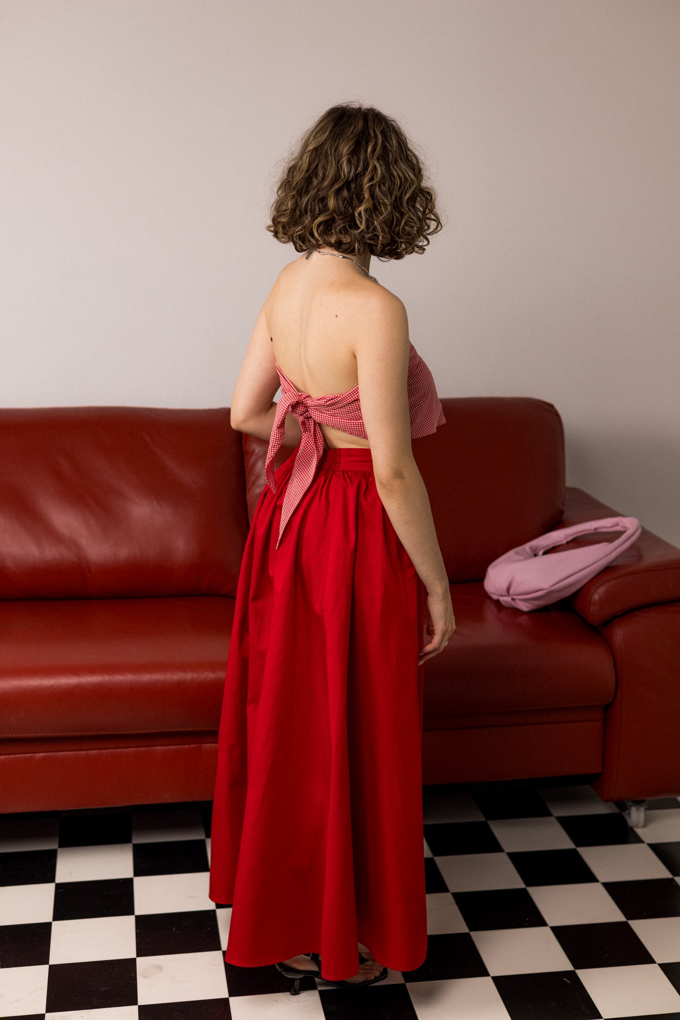 Red cotton maxi skirt