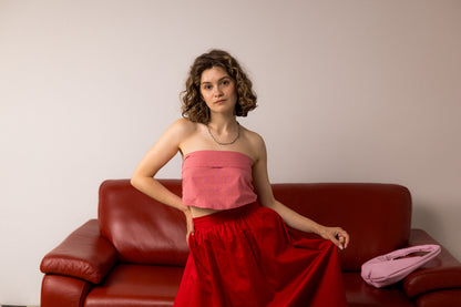 Red cotton maxi skirt