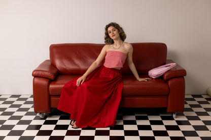 Red cotton maxi skirt