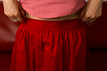 Red cotton maxi skirt