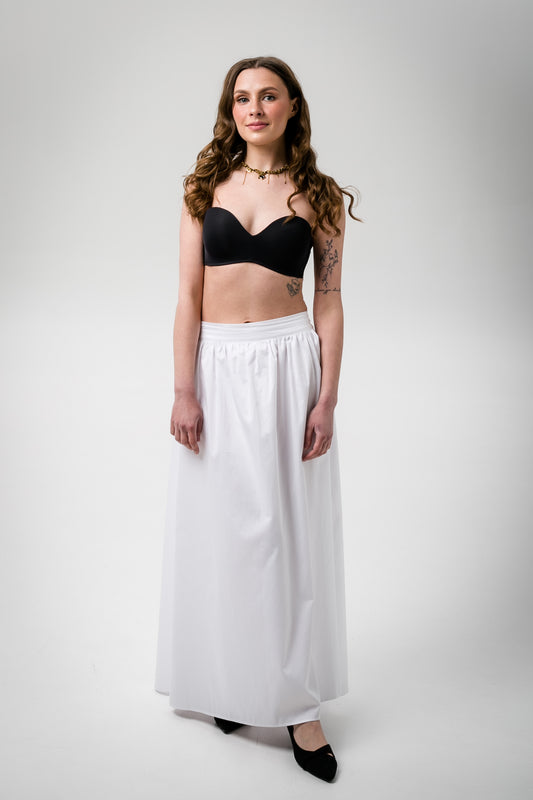 Maxi white cotton skirt