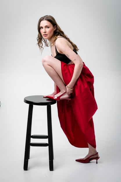 Red cotton maxi skirt