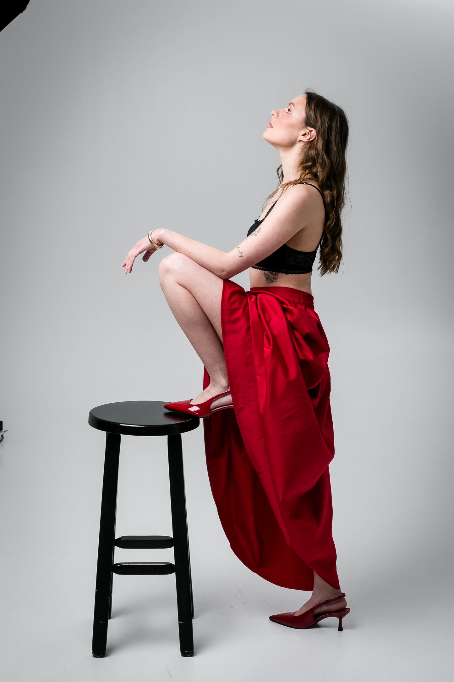 Red cotton maxi skirt